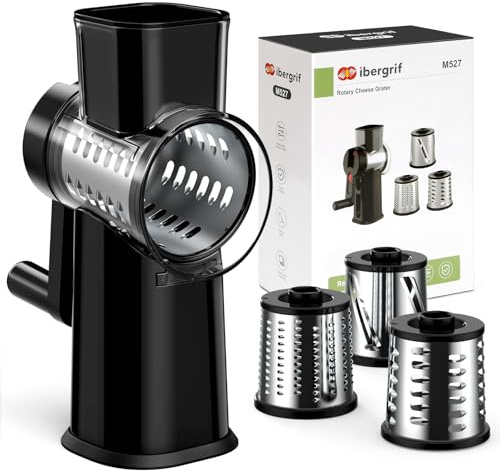 Ibergrif M527 Rallador de Queso Manual, Rallador Giratorio con Manivela