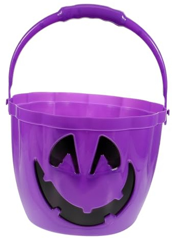 Milisten Halloween Leuchtender Süßigkeiten Eimer Handgefertigter Kürbis Korb für Deko für Halloween Partys für Süßes oder Saures Design