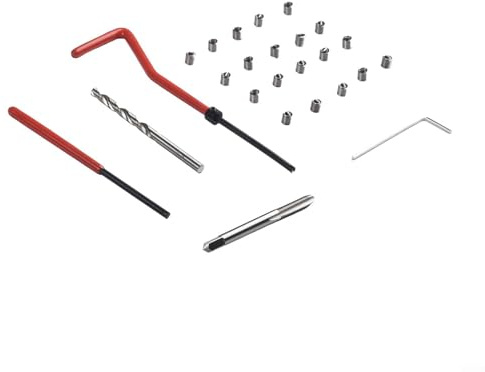 Kit di inserti di riparazione filettatura metrica, 25 pezzi, con strumenti essenziali per motori e veicoli