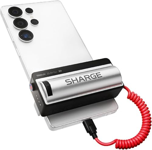 Sharge Grip Power Bank with Wireless Camera Control, USB-C Power Bank with Built-in Cable, DSLR Style Hand Grip Compatible with iPhone 16/16 Pro/16 Plus/16 Pro Max/15/15 Pro/15 Plus/15 Pro Max