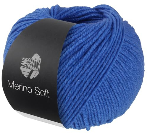 LANA GROSSA Merino Soft | Strapazierfähiges Mischgarn mit Merino-Wolle, waschmaschinenfest | Handstrickgarn aus 50% Schurwolle & 50% Acryl | 50g Wolle zum Stricken & Häkeln | 125m GarnFB 7