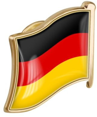 Deutschland Flaggenpin mit Sicherem Verschluss Brosche aus Eisen | Kleidung und Krawatten, Deutsche Flagge als Motiv, 1,9x1,8x0,5cm, für Schul und Festanlässe