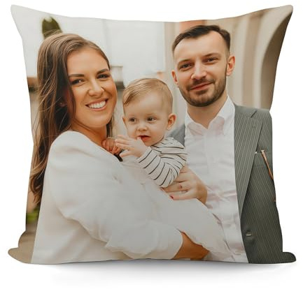 RHMMDIYST Kissen mit Foto Bedrucken Lassen,Personalisiertes Kissen 40×40cm,Selbst Gestalten mit Fotos & Text,Personalisierte Geschenke,für Mutter,Vater, Kind,Freund-1 Photo