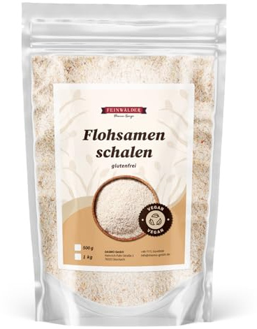 Feinwälder® Flohsamenschalen 1 kg – Hoher Ballaststoffgehalt – Premium Qualität – Für Ernährung & Backen – Vegan