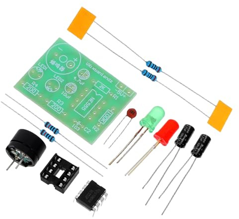 Uonlytech Kit de Bricolaje Electrónico Ne555 Multivibrador de 3 Piezas Doble Parpadeo Led, Placa de Práctica de Soldadura, Circuito Temporizador 555 para Aprendizaje y Entrenamiento