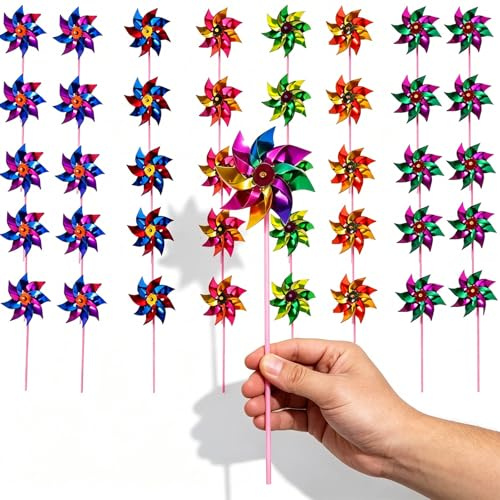 40 Pieces Windmills for Garden, Bird Scarers for Gardens, Garden Windmills Outdoor Decoration Set, Vibrant Windmill Collection for Lawn Beautification and Outdoor Parties