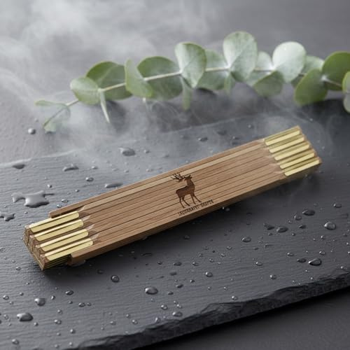 Lasergravur-shop24 Zollstock mit Beidseitiger Gravur, 2 m Gliedermaßstab, personalisierter Meterstab mit Namen oder Firmenlogo, Naturholz, Geschenk (1)