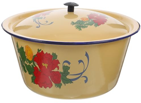 SHERCHPRY Enamel Cooking Pot with Lid for Kitchen Use, High Temperature Resistant and Multi-use Stockpot, Sturdy Enamel Material Suitable for Household Cooking Assorted Style
