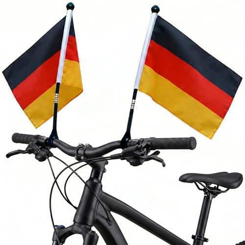 YESAH 2er-Set Fahrradfahne Deutschland,14x21 cm mit verstellbarer Clip-Halterung Robuste Fahnenstange Wetterfest Langlebig Vielseitig Für Fahrradlenker Golfwagen Motorrad Weltmeisterschaft 2026
