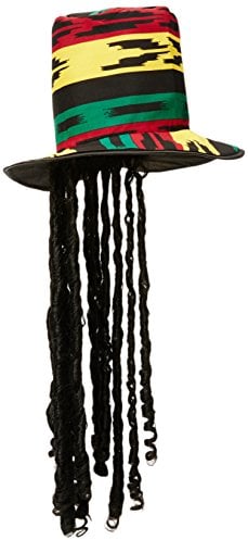 W WIDMANN MILANO Party Fashion 8450B - Zylinder Rastafari, mit Dreadlocks, Rasta, Hut, Kopfschmuck, Accessoire, Karneval, Mottoparty