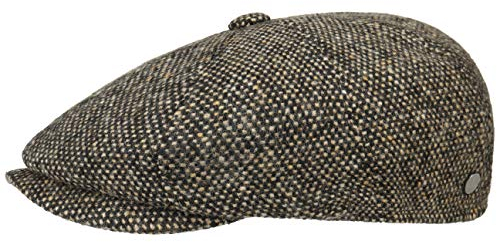 LIERYS Tweed Winter Schirmmütze Damen/Herren - Flatcap Made in Italy - Mütze mit Schurwolle - melierte Wintermütze mit Innenfutter - Flat Cap Herbst/Winter - Schiebermütze braun XL (60-61 cm)