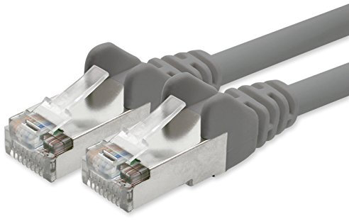 1aTTack.de Netzwerkkabel CAT5e 2x RJ45 Stecker Folien und geflechtgeschirmt SFTP Netzwerk Patch-Kabel 15m grau