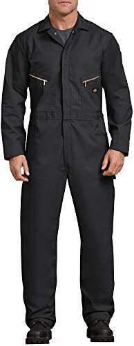 Dickies Men's Deluxe Blend Jumpsuit Work Utility Coveralls, Black, XL