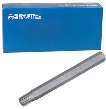 SW STAHL Schraubendrehbit, 3/8, RB-Profil, 10,3, lang 04425L10,3 | Extra langer Innenkeilprofil Werkzeugbit aus Chrom-Vanadium, brüniert für Zylinderkopf, kompatibel mit 3/8 Werkzeugen