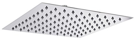 Hudson Reed HEAD58 ǀ Modern Bathroom Slim Stainless Steel Square Fixed Shower Head, 55mm x 300mm, Chrome