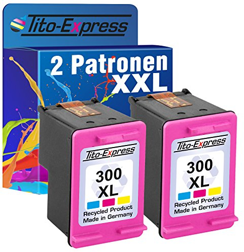 Tito-Express 2 Druckerpatronen für HP 300 XL Color E-All-IN-ONE Envy 100 110 111 114 120 121 Photosmart D110