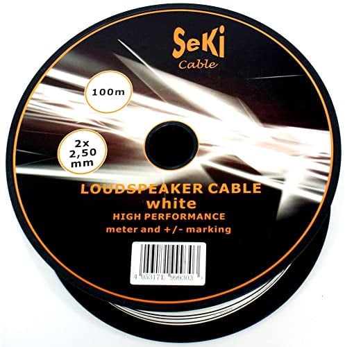 SeKi Cable para altavoces (2 x 2,50 mm², 100 m), color blanco