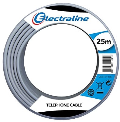 Electraline 14001 Cavo Telefonico/Citofonico, 1 Coppia E Messa A Terra, Grigio, 25 m