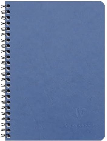 Clairefontaine 785664C collezione Age Bag Taccuino con tasche blu - A5 14,8x21 cm - 120 pagine staccabili a righe + 3 Divisori con tasche organizza tutto - Copertina in carta Lustrée a grana grossa effetto cuoio