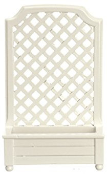 Melody Jane Dolls House White Planter with Trellis Garden Screening Miniature Accessory