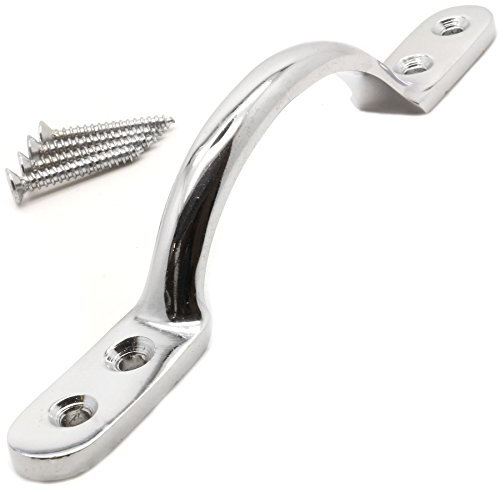 Large Chrome Victorian Handle + Screws - 5 D Sash Drawer/Cupboard/Door/Window Pull