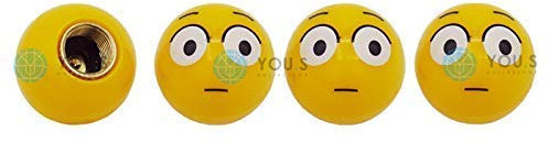 YOU.S Kunststoff Emotion Smileys Ventilkappen Gelb mit Dichtung Ventil Kappen Abdeckung für Auto PKW LKW (4 Stück)