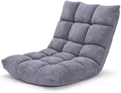 GOPLUS Bodenstuhl, Bodensofa mit Rückenlehne, Bodensessel mit Schlaffunktion, Floor Chair, Lazy Sofa, Meditationsstuhl für Wohnzimmer & Balkon (Grau)