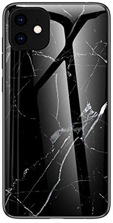 BRAND SET Case for iPhone 11 Pro marble transparent tempered glass all-inclusive cover soft silicone phone case compatible with iPhone 11 Pro-Black