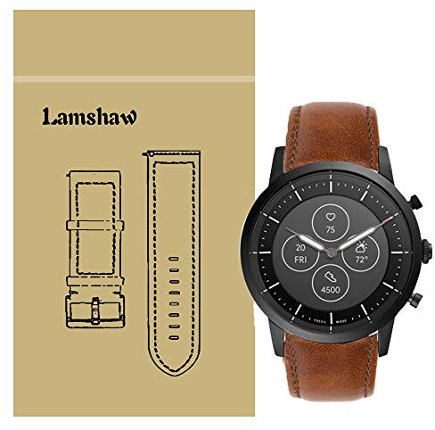 LvBu Armband Kompatibel mit Fossil Collider HR - Quick Release Leder Classic Ersatz Uhrenarmband für Hybrid Smartwatch (Braun)