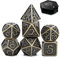 World of Dice Metallwürfel-Set Drachenwürfel - Antik Messing - Pen & Paper Würfel-Set aus Metall, 7-teiliges polyedrisches Set, für Dungeons and Dragons, DSA, Cthulhu, UVM.