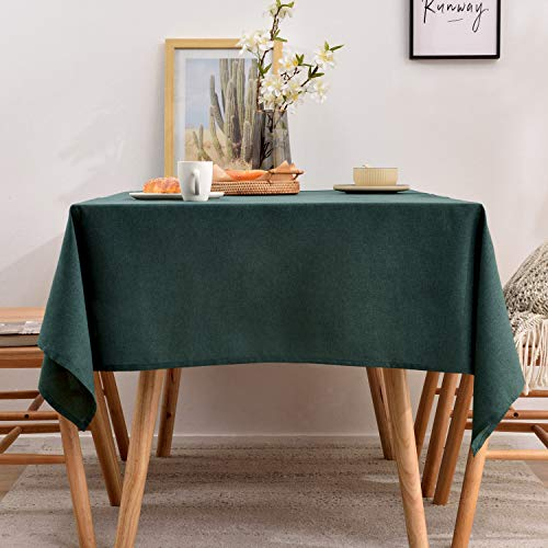 BALCONY & FALCON Tischdecke Leinenoptik Rechteckige Tischdecke Leinen Fleckschutz Pflegeleicht Tischtuch Tischwäsche für Drinnen, Draußen, Garten, Restaurant und Dekoration Dunkelgrün 140 x 240 cm