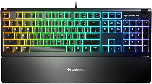 Steelseries Teclado RGB para Juegos Apex 3-10 Zonas de retroiluminación RGB - Protección contra el Agua IP32 - reposamuñecas magnéticas - UK QWERTY