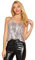 Allegra K Damen Festliches Oberteil Glitzer Top Spaghetti Party Club Camisole Pailletten Shirt Silber Rosa L