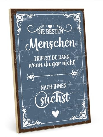 TypeStoff Holzschild mit Spruch – Freundschaft – im Vintage-Look mit Zitat als Geschenk und Dekoration zum Thema Liebe und Freunde - HS-00879