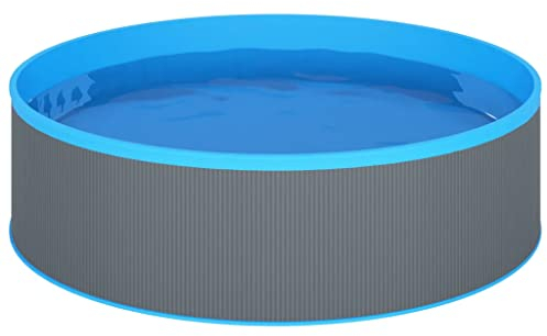 vidaXL Piscina Fuori Terra Vasca da Giardino Robusta Resistente Famiglia Divertimento Acqua 350x90 cm Grigia Struttura in Acciaio e PVC