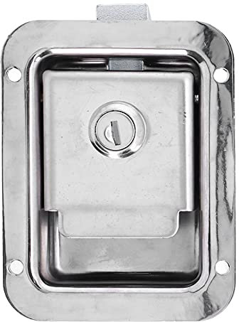 Qiilu Outil de Loquet de Porte, 304 en Acier Inoxydable 304 Loquet de Porte à Palettes Serrure de Boîte à Outils Encastré avec 2 Clés pour Camions de Pompiers de Remorque de Camping-car