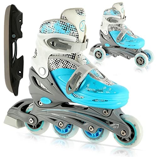 Nils Extreme Inlineskates Rollschuhe Schlittschuhe 4in1 verstellbar Inliner Skates NH18331 (S, Blau)