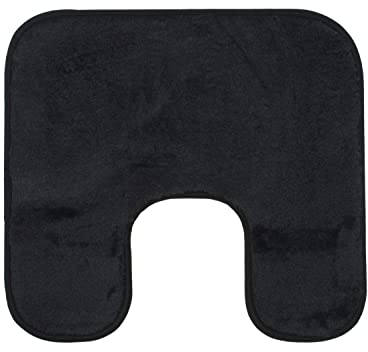 Gözze - Premium Rutschfester Badteppich mit Ausschnitt, RIO, 100% Microfaser, Ideal als WC-Vorlage für Standtoilette, 50 x 45 cm - Schwarz