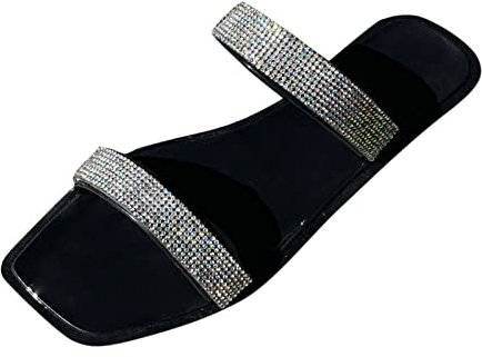 Woaikeyu Große Mode, Strand, Strass, Frühling und Schuhe, flache Hausschuhe, Sommer, Damen, Pailletten, Espadrille & 295, Schwarz, 41 EU