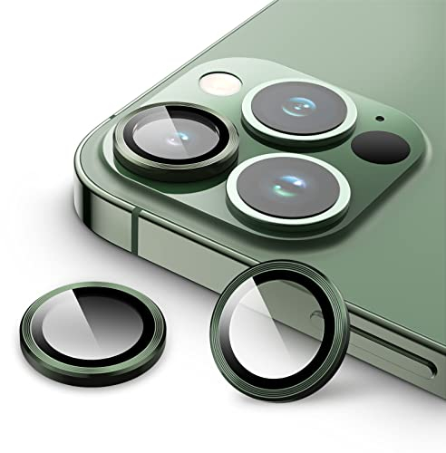 JETech Camera Lens Protector for iPhone 13 Pro 6.1-Inch and iPhone 13 Pro Max 6.7-Inch, 9H Tempered Glass Metal Individual Ring Cover, HD Clear, 1 Set (Alpine Green)