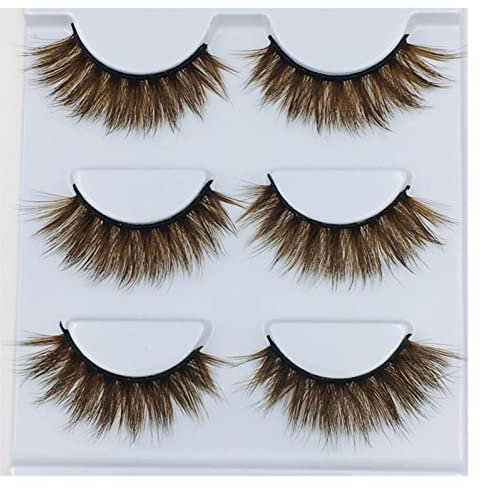 Demasiado 3D Faux Cils de Vison Bleu Violet Marron Longue durée Faux Cils Doux entrecroisé Faux Cils Extension 3 Paires/Ensemble 2019 (Color : 004)