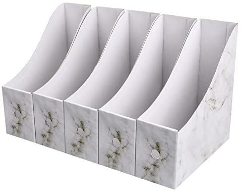 5 Stück Zeitschriftenbox Datei Organizer, Wasserdicht Stehordner Zeitschriftensammler, Faltbar Aktenhalter Pappe Zeitschriftenhalter, Schreibtisch Speicherorganisator für Bürobedarf (Marmoriert)