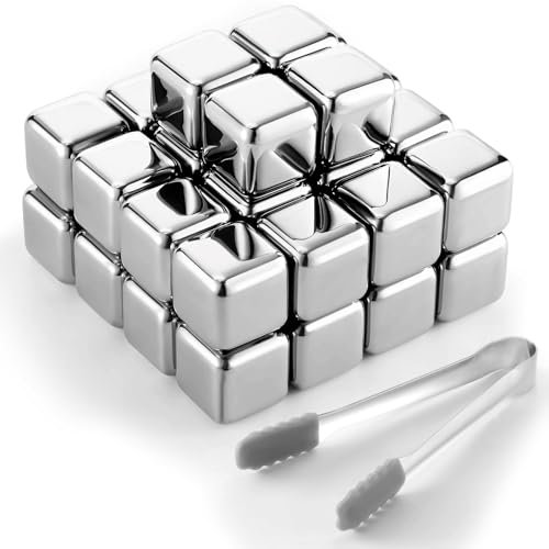 36-teiliges Whiskey-Steine, Geschenkset für Männer, wiederverwendbare Eiswürfel für Getränke, Edelstahl, Eiswürfel, Stein, Metall, Likör, Wein