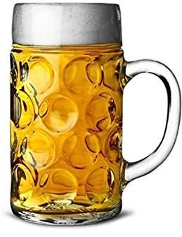 German Beer Stein Glass 2 Pint 1.1ltr Classic Beer Tankards, Beer Mugs, Beer Steins