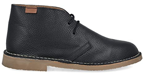 PAYMA - Stivali Stivaletti Safari Deserto in Pelle per Uomo e Donna. Fatto in Spagna. Scarpa Chukka Pelle Liscia Sport. Suola Gomma. Colore: Blu Navy Liscio, Taglia: EU 38