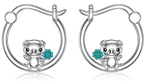Schwein Ohrringe 925 Sterling Silber Schwein Creolen Ohrringe Schwein Schmuck Geschenke für Damen Tochter