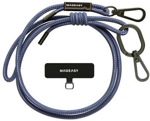 MAGEASY Universal Cell Phone Lanyard - Anti-Theft Rope Crossbody Phone Strap for iPhone 16 Pro Max & Most Smartphones, for Men & Women | 6mm Riverside Blue