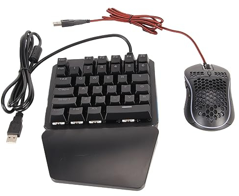 One Handed RGB Gaming Keyboard and Mouse Combo, Portable Gaming Keyboard, Professional Gaming Mouse, Half Keyboard Gaming Set for Android Harmony IOS
