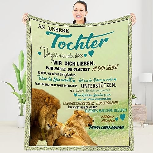 Personalisierte Decke Geschenk für Tochter Von Eltern, Kuscheldecke Weiche An Unsere Tochter Von Papa und Mama, Brief Decken Geschenke Für Weihnachten Geburtstag , Geburtstag Mädchen 150*220cm