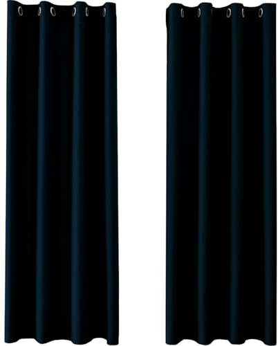 YSTELLAA Gardinen Vorhänge 2er Set, 140×225cm, Verdunklungsvorhänge Mit Ösen, Thermovorhang Kälteschutz Blickdicht, Schallschutz Vorhang Schlafzimmer, Outdoor Vorhang, Blau